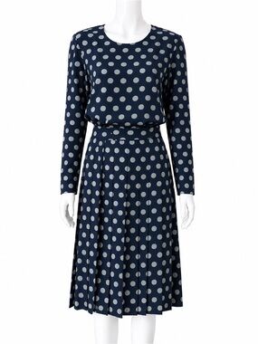 Vintage Valentino Garavani Miss V Silk Polka Dot Skirt Blouse Set IT 40